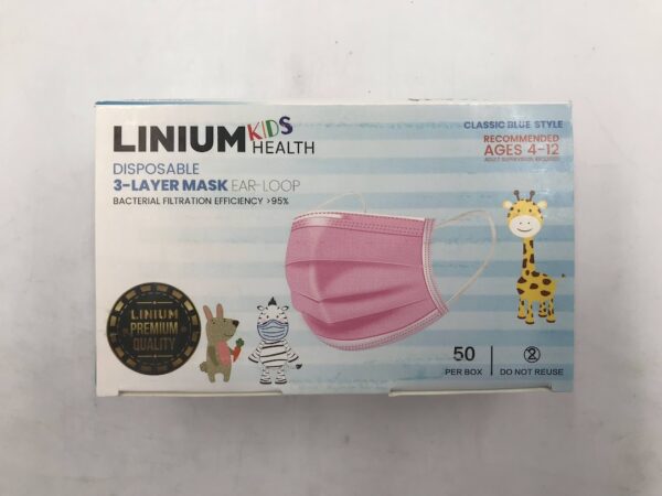 ZHANGJIAGANG SHENGANG MEDICAL Linium KidsHealth Disposable 3-Layer Mask Ear-Loop (50/Box) (X)