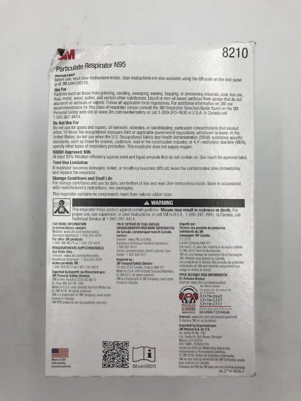 3M N95 8210 Particulate Respirator w/Adjustable Noseclip w/Soft Nosefoam (20/Box) 