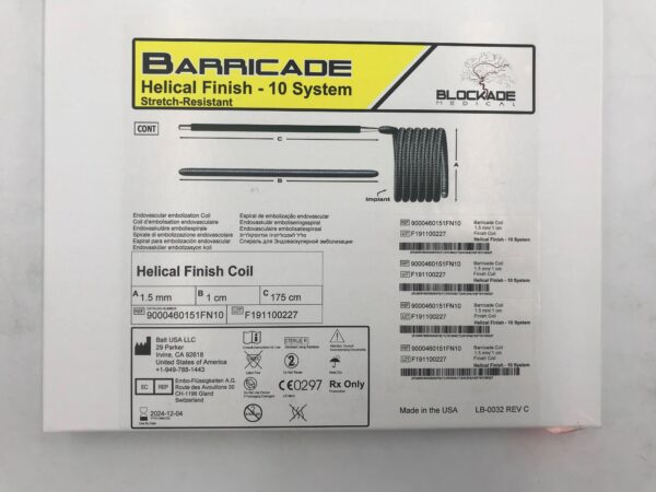 BALT 9000460151FN10 BARRICADE Helical Finish -10Endovascular Embolization Coil 1.5x1cm (X)