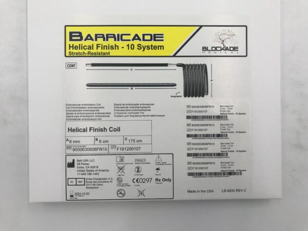BALT 9000630606FN10 BARRICADE Helical Finish -10 Endovascular Embolization Coil 6x6cm (X)