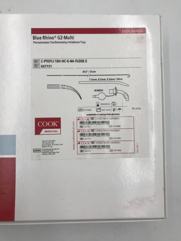 COOK G57721 Blue Rhino G-2 Multi Percutaneous Tracheostomy Introducer Tray (X)