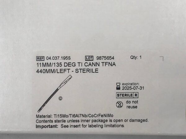 DEPUY 04.037.195S SYNTHES Ti Cann TFNA 11mm/135DEG 440mm/Left