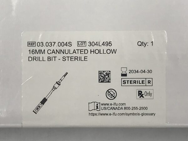 DEPUY 03.037.004S SYNTHES Cannulated Hollow Drill Bit 16mm
