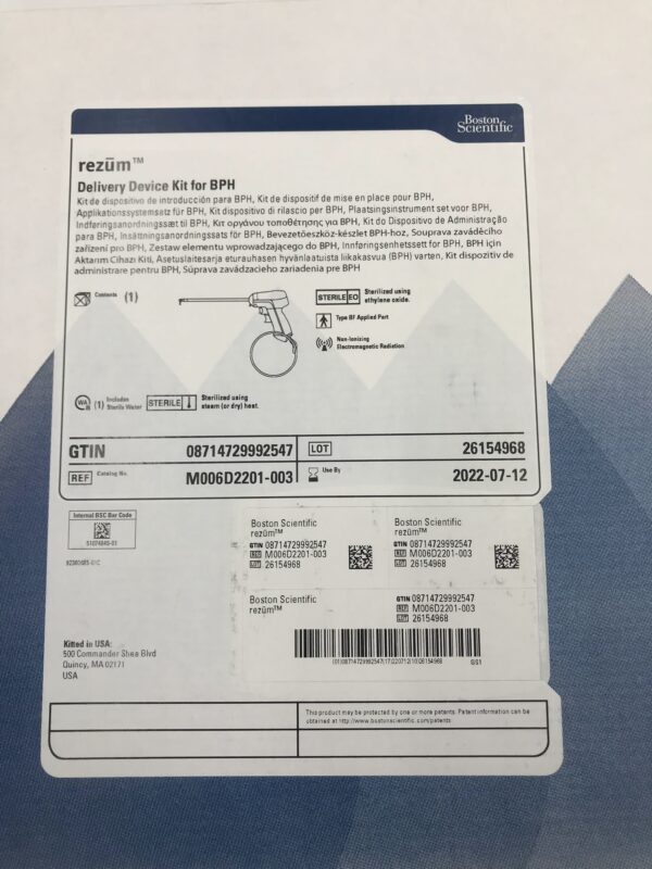 BOSTON SCIENTIFIC M006D2201-003 REZUM Delivery Device Kit for BPH (X)