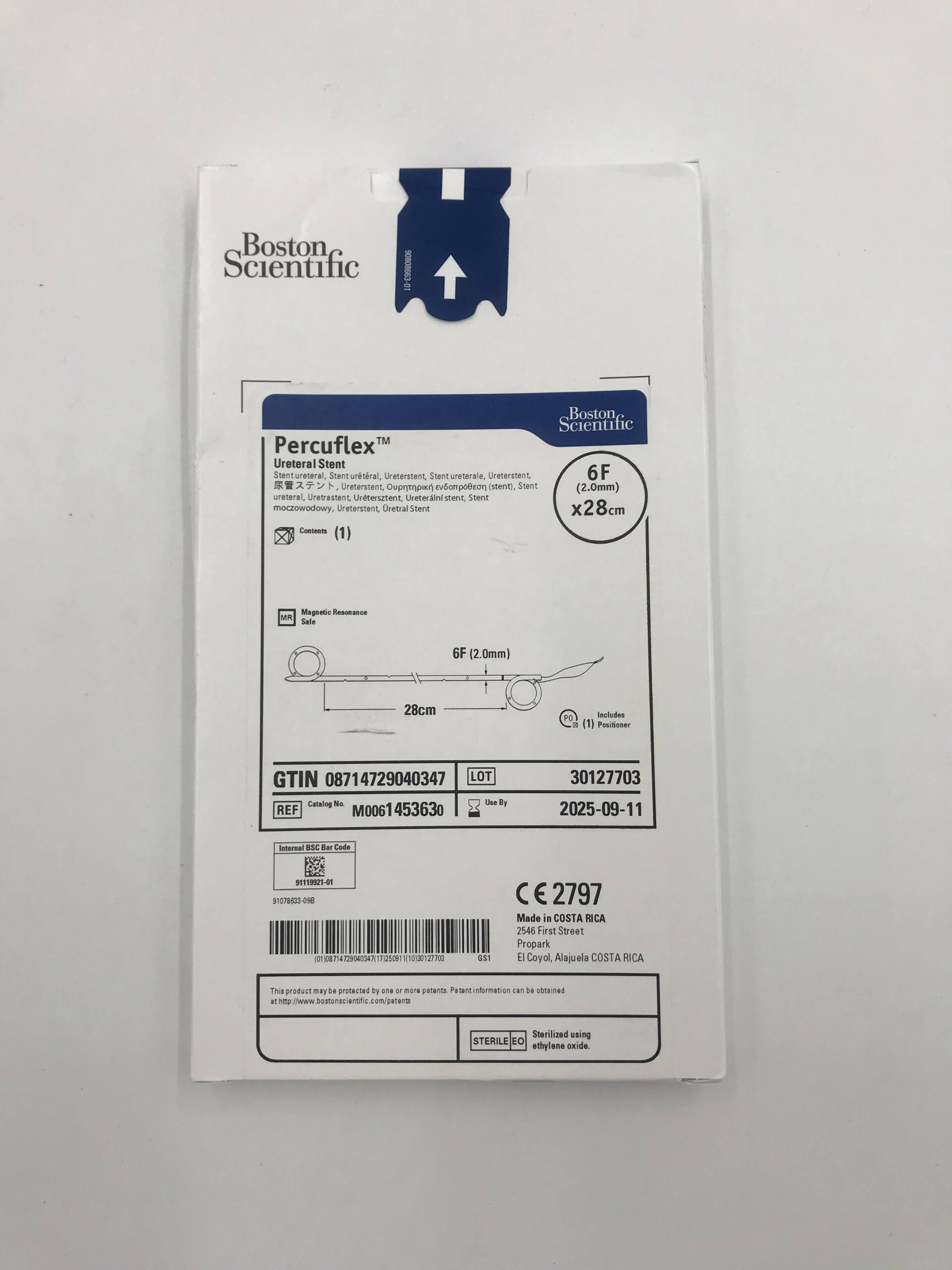 BOSTON SCIENTIFIC 14536301 Percuflex Ureteral Stent Set 6F x 28cm (X)