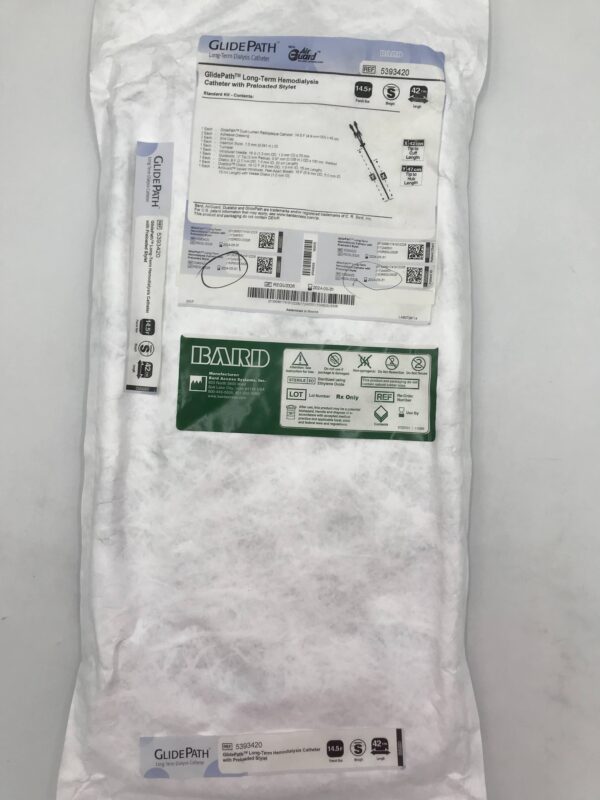 BARD 5393420 GlidePath Long-Term Hemodialysis Catheter w/ Preloaded Stylet Standard Kit 14.5F x 42mm (X)