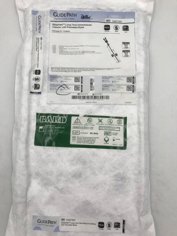 BARD 5397350 GlidePath Long-Term Hemodialysis Catheter w/ Preloaded Stylet Exchange Kit 14.5F x 35cm (X)