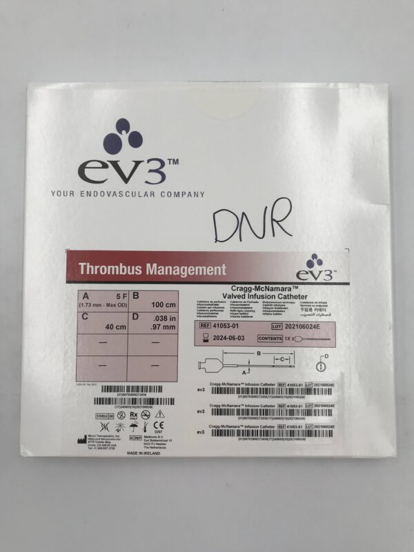 MICRO THERAPEUTICS 41053-01 Thrombus Management Cragg-McNamara Valved Infusion Catheter 5F x 100cm x 40cm (X)