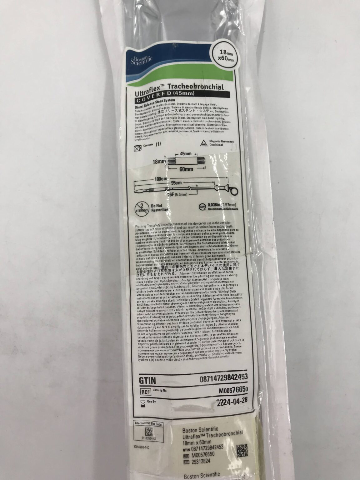 BOSTON SCIENTIFIC 7665 Ultraflex Tracheobronchial Covered Distal