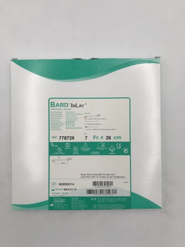 BARD 778726 InLay Ureteral Stent w/Suture 7Fr x 26cm (X) 