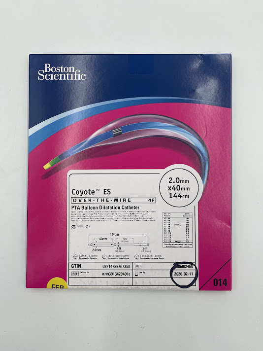 BOSTON SCIENTIFIC 3913420401 Coyote ES OTW PTA Balloon Dilatation Catheter 4F x 2mm x 40mm x 144cm (X)