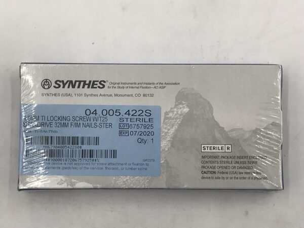 SYNTHES 04.005.422S TI Locking Screw w/T25 Stardrive 4.0mm x 32mm F/IM Nail (X)