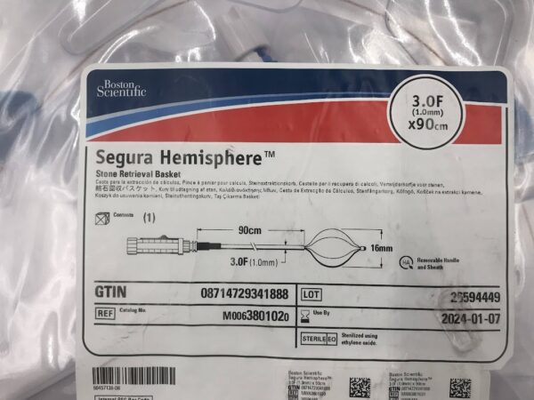 BOSTON SCIENTIFIC 380102 Segura Hemisphere Stone Retrieval Basket 3.0F x 90cm (X)
