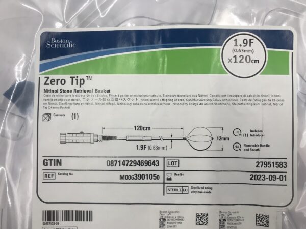 BOSTON SCIENTIFIC 390105 Zero Tip Nitinol Stone Retrieval Basket 1.9F x 120cm (X)