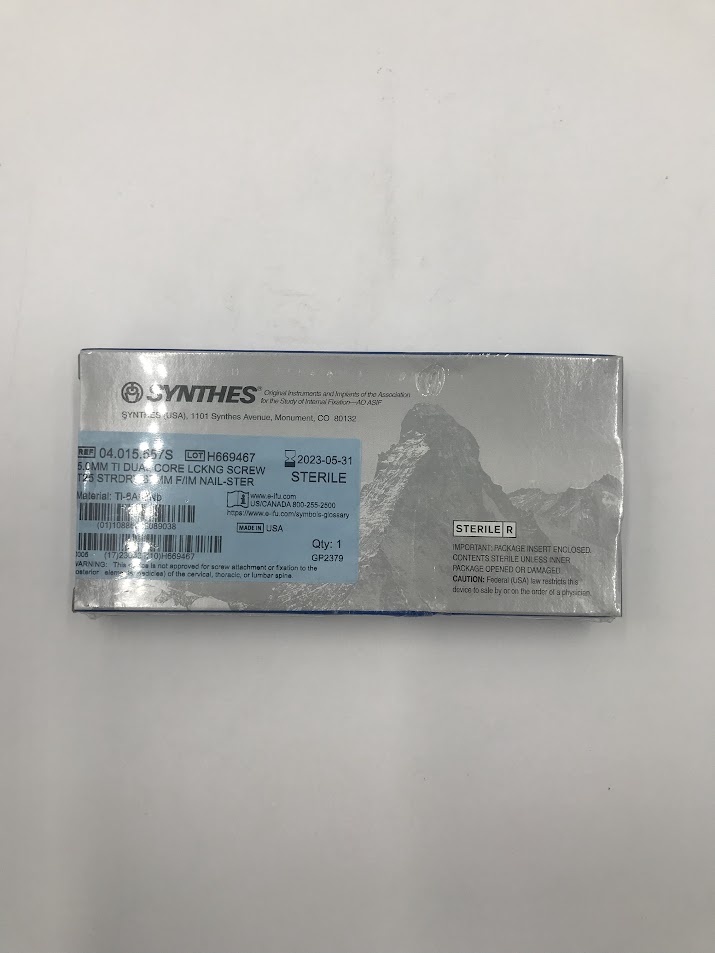 SYNTHES 04.015.557S TI Dual Core Locking Screw w/T25 Stardrive 5.0mm x 67mm F/IM Nail (X)
