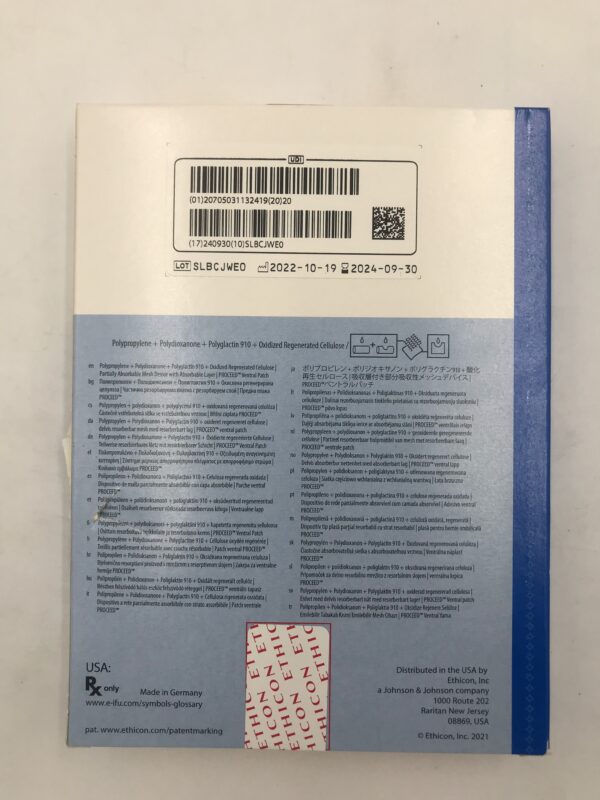 ETHICON PVPS PROCEED Ventral Patch Partially Absorbable Mesh Device w/ Absorbable Layer 1.7" x 1.7" (2/Box)(X)