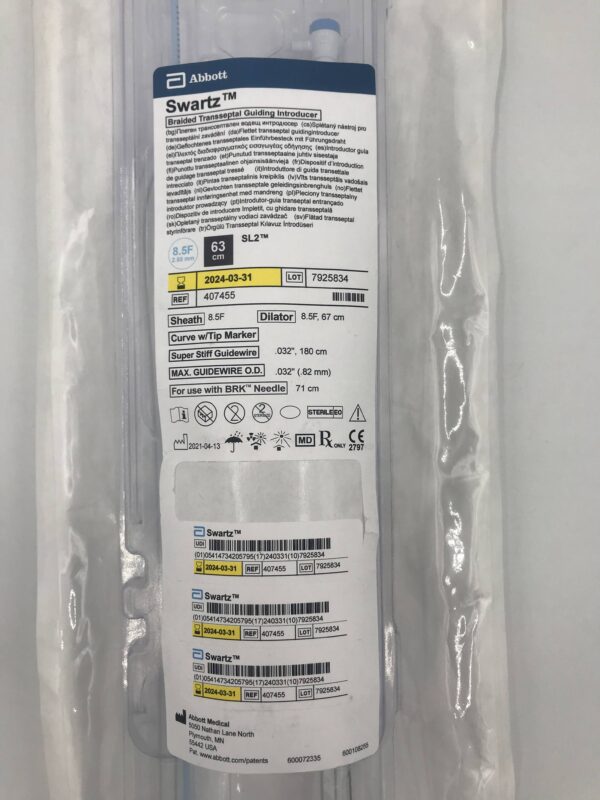 ABBOTT 407455 SWARTZ Braided Transseptal Guiding Introducer 8.5F x 63cm (X)