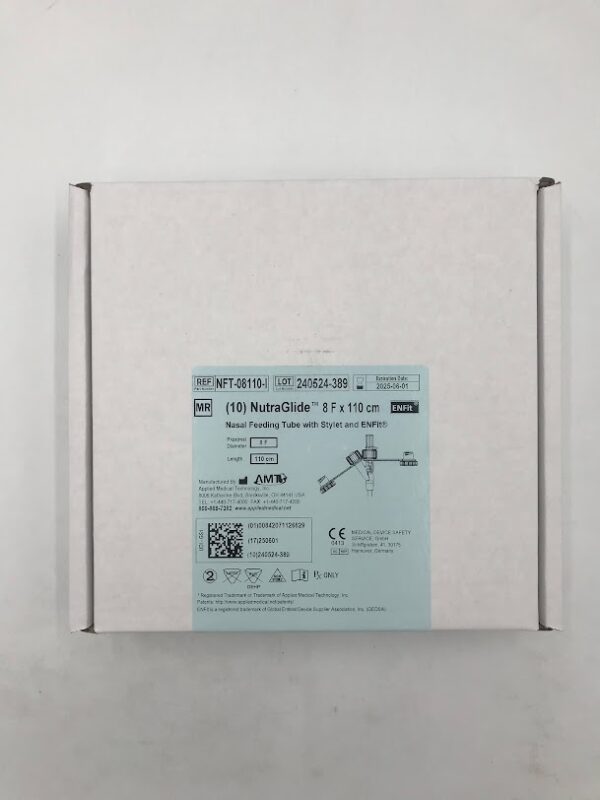 APPLIED MEDICAL NFT-08110-I NutraGlide Nasal Feeding Tube w/Stylet and ENFit 8F x 110cm (10/Box) 
