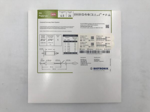 BIOTRONIK 434902 PK Papyrus Covered Coronary Stent System 6F x 4.5mm x 26mm (X)
