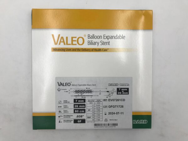 BARD EV07261CD VALEO Balloon Expandable Biliary Stent 6F x 80cm (X)