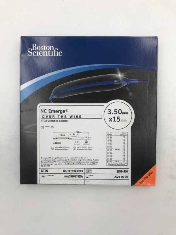 BOSTON SCIENTIFIC 392681535 NC Emerge OTW PTCA Dilatation Catheter 2.7F-3.4F x 3.50mm x 15mm (X)