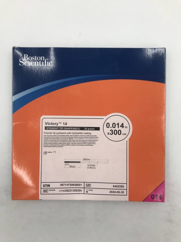 BOSTON SCIENTIFIC 3923130030 Victory 14 Straight Tip (Shapeable) Polymer Tip Guidewire w/ Hydrophilic Coating 30grams x 0.014in x 300cm (X)