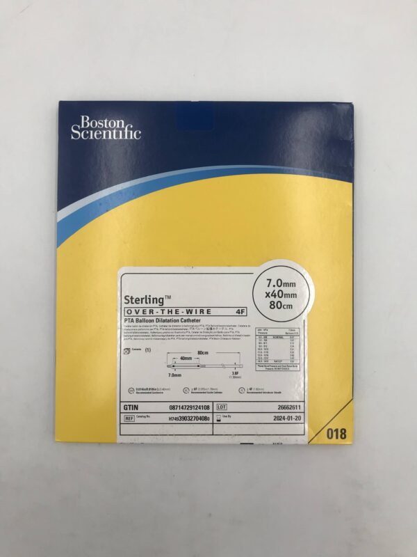 BOSTON SCIENTIFIC 3903270408 Sterling OTW PTA Balloon Dilatation Catheter 4F x 7mm x 40mm x 80cm (X)