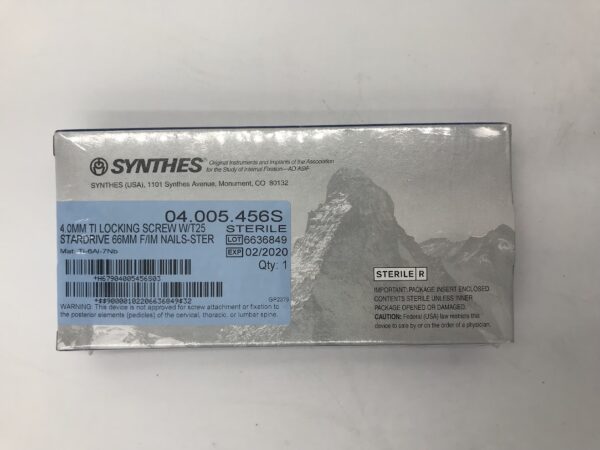SYNTHES 04.005.456S TI Locking Screw w/T25 Stardrive 4.0mm x 66mm F/IM Nail (X)