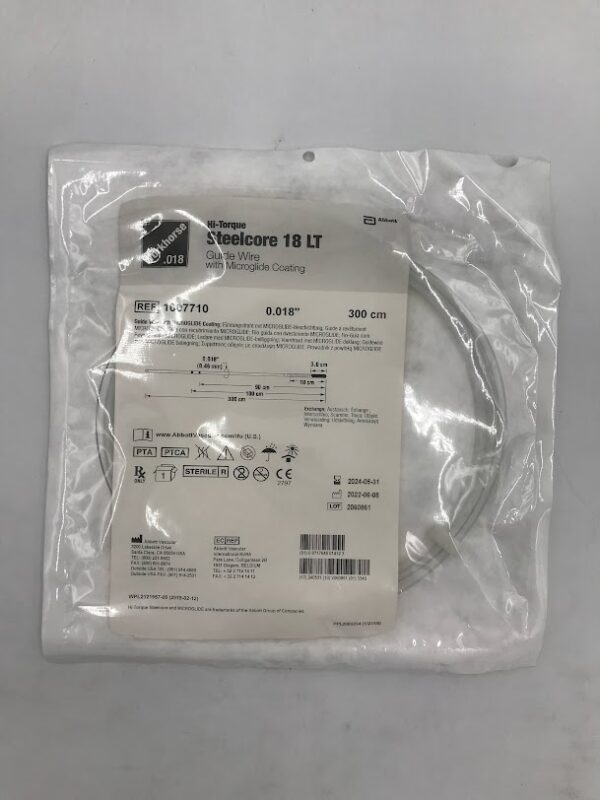 ABBOTT 1007710 Workhorse Hi-Torque Steelcore 18LT Guide Wire w/Microglide Coating 0.018" x 300cm (X)