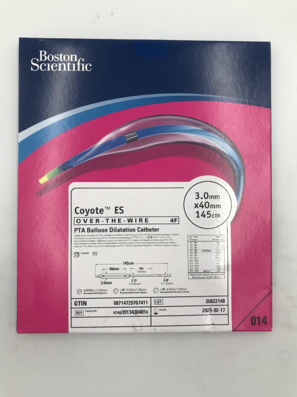 BOSTON SCIENTIFIC 3913430401 Coyote ES OTW PTA Balloon Dilatation Catheter 4F x 3mm x 40mm x 145cm (X)