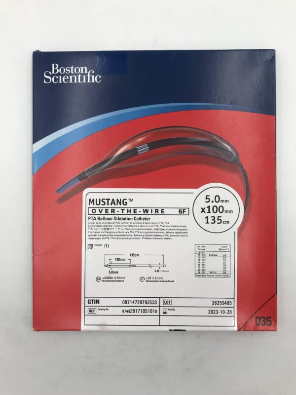 BOSTON SCIENTIFIC 3917105101 MUSTANG OTW PTA Balloon Dilatation Catheter 5F x 5mm x 100mm x 135cm (X)