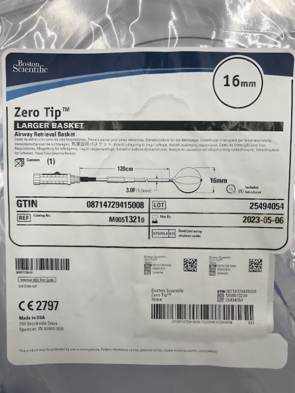 BOSTON SCIENTIFIC 1321 Zero Tip Larger Basket Airway Retrieval Basket 16mm x 120cm (X)