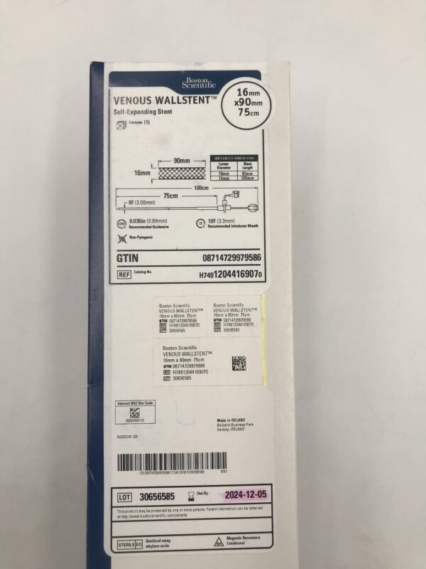 BOSTON SCIENTIFIC 1204416907 Venous Wallstent Self-Expanding Stent 9F x 16x90mm x 75cm (X)