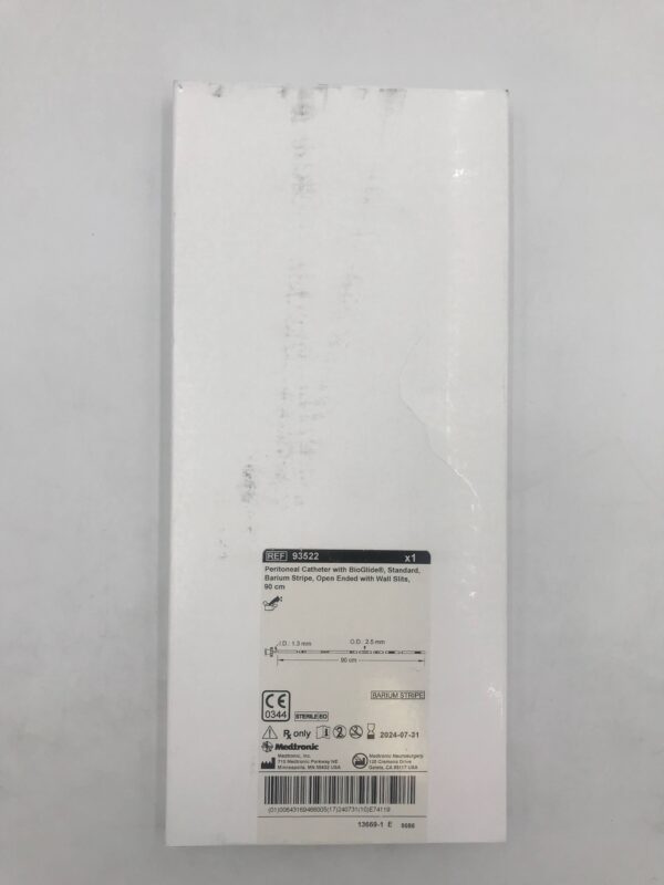 MEDTRONIC 93522 Peritoneal Catheter w/ BioGlide Standard, Barium Strip, Open Ended w/ Wall Slits 90cm (X)
