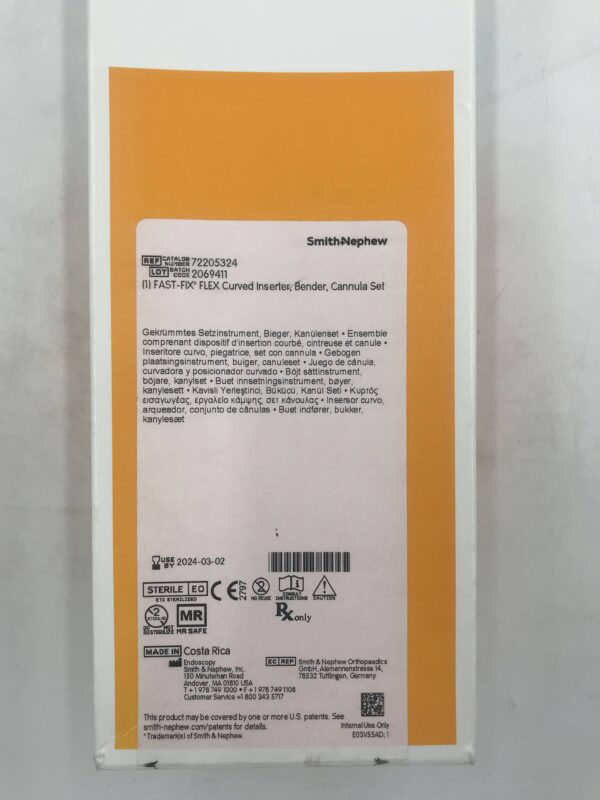 SMITH & NEPHEW 72205324 FAST-FIX FLEX Reverse Curved Inserter, Bender Cannula Set (X)