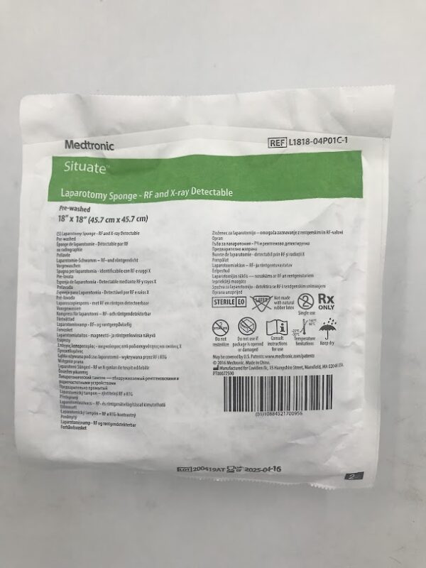 MEDTRONIC L1818-04P01C-1 Situate Laparotomy Sponge -RF and X-Ray Detectable 18" x 18" (X)