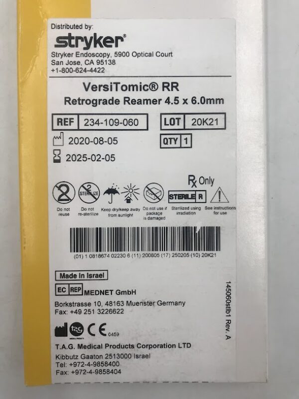 STRYKER 234-109-060 VersiTomic RR Retrograde Reamer 4.5 x 6.0mm (X)