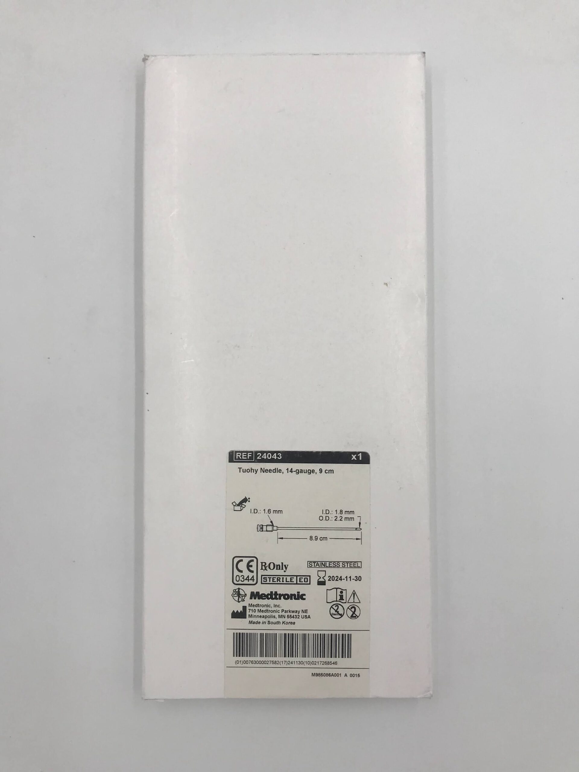 MEDTRONIC 24043 Tuohy Needle, 14-gauge x 9cm (X)