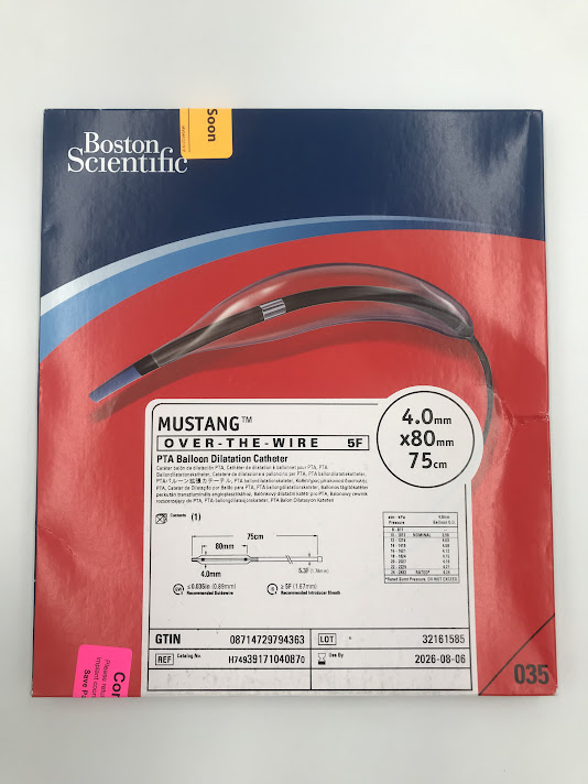 BOSTON SCIENTIFIC 3917104087 MUSTANG OTW PTA Balloon Dilatation Catheter 5.3F x 4x80mm x 75cm (X)