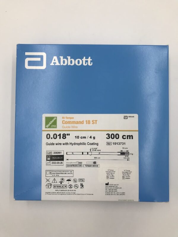 ABBOTT 1013731 Workhorse Hi-Torque Command 18 ST Guide Wire 0.018" x 300cm (5/Box) (X)