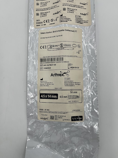 ARTHREX AR-1927BCF-45 Suture Anchor BioComposite Corkscrew Ft 4.5 x 14mm (X) - Image 2