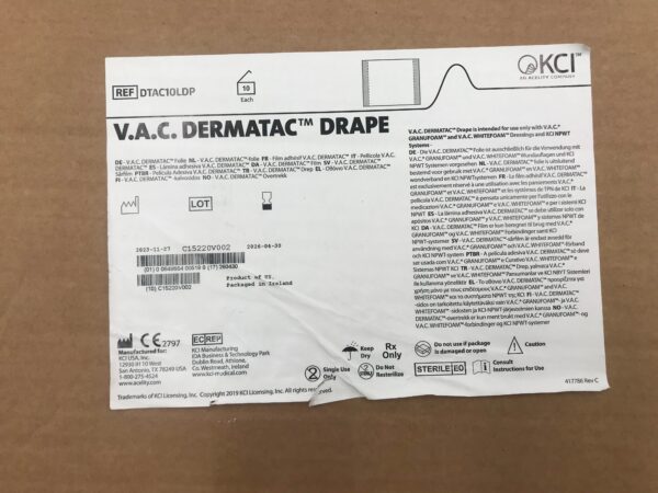 KCI DTAC10LDP V.A.C. Dermatac Drape (10/Box)