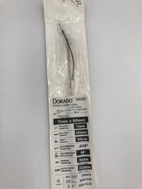 BARD DR8076 DORADO PTA Balloon Dilatation Catheter 5.8F x 7mm x 60mm (X)