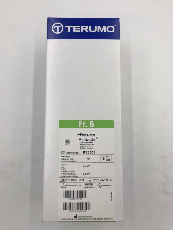 TERUMO RSS601 Pinnacle Introducer Sheath 6F x 10cm (10/Box)(X)