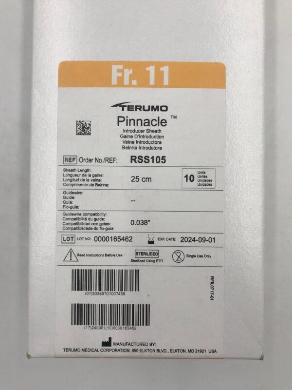 TERUMO RSS601 Pinnacle Introducer Sheath 11F x 25cm (10/Box)(X)