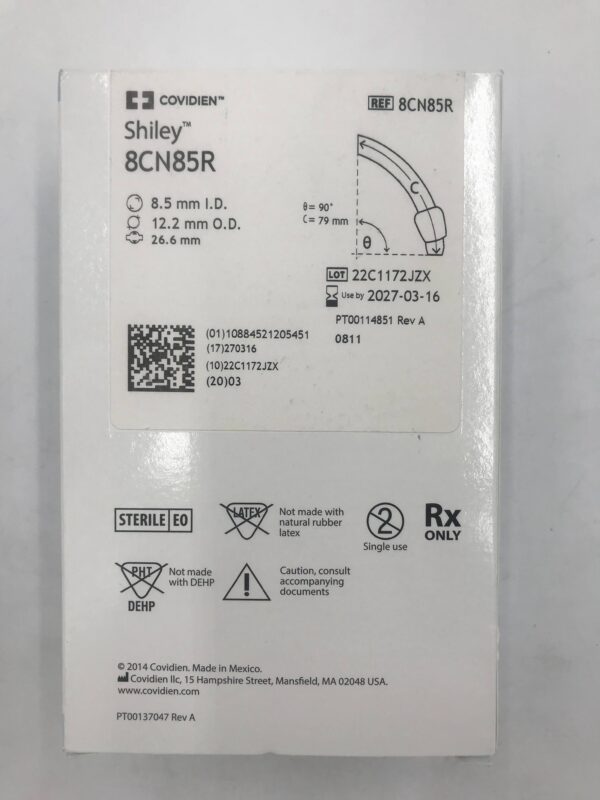 COVIDIEN 8CN85R Shiley Adult Flexible Tracheostomy Tube w/ TaperGuard Cuff, Reusable Inner Cannula 8.5 x 12.2 x 26.6mm