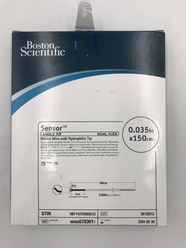 BOSTON SCIENTIFIC 670301 Sensor Angle Tip, Dual Flex Nitinol Wire w/ Hydrophilic Tip 0.035in x 150cm (5/Box)(X)