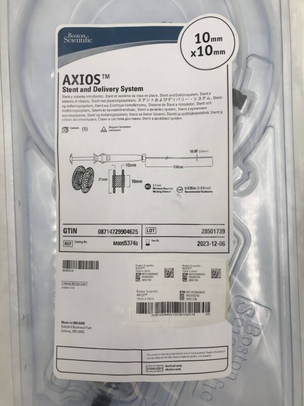 BOSTON SCIENTIFIC 5374 AXIOS Stent and Delivery System 10.8F x 10mm x 10mm (X)