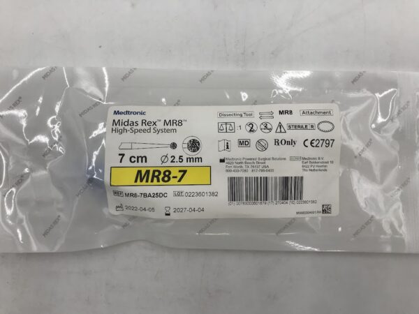 MEDTRONIC MR8-7BA25DC Midas Rex MR8 High Speed System Dissecting Tool MR8-7 7cm x Ø2.5mm