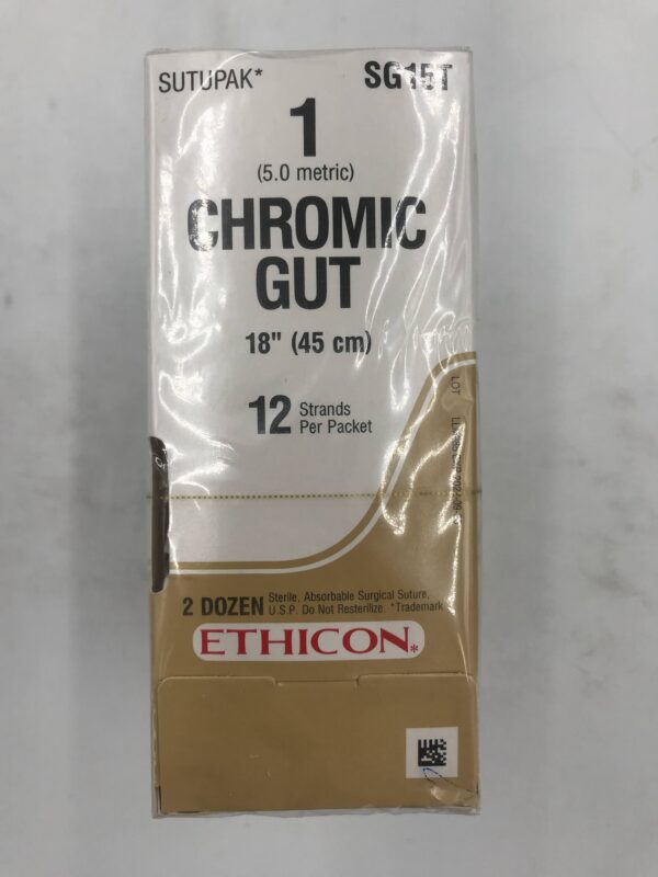 ETHICON SG15T CHROMIC GUT Absorbable Surgical Suture 1, 18" (24/Box)(X)